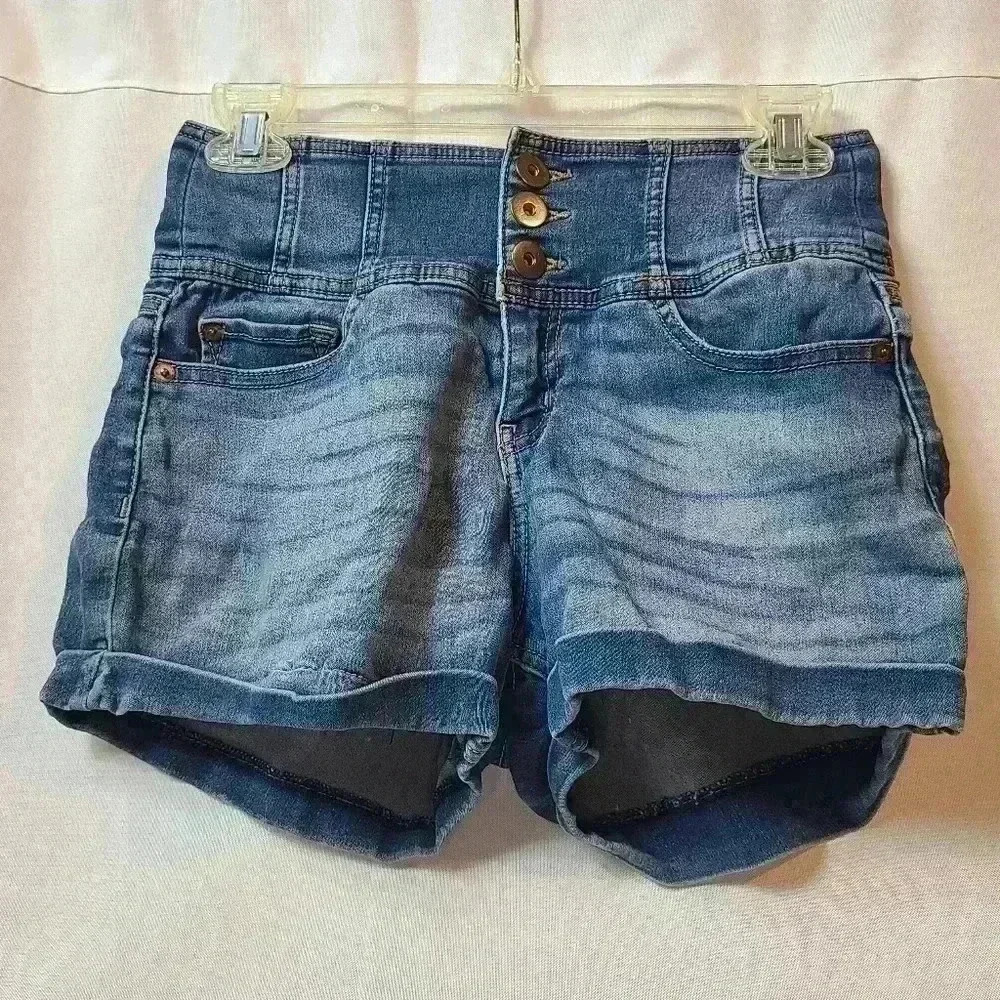 No Boundaries High Rise Cotton Denim Jean Shorts Junior's Size 9